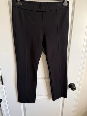 Tory Burch Black Cropped Ponte Straight-Leg Pants